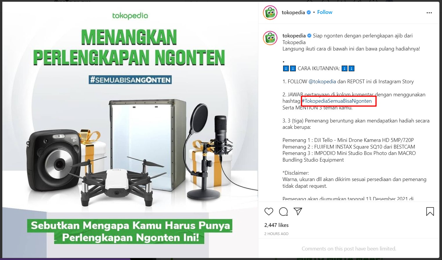 Contoh hashtag giveaway Contoh hashtag giveaway